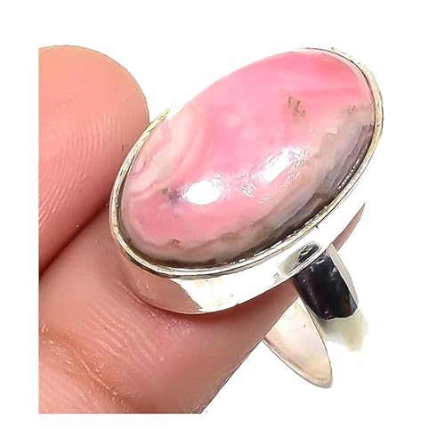 VACHEE Verstellbarer Ring mit rosa Rhodochrosit, Größe 7 US, für Mädchen und Frauen, 925er-Sterlingsilber vergoldeter Schmuck 1558 von VACHEE