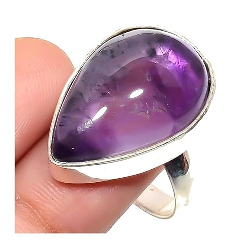 VACHEE Verstellbarer Ring mit violettem brasilianischem Amethyst-Quarz, Größe 7 US, für Mädchen und Frauen, 925er-Sterlingversilberter Schmuck 1527 von VACHEE