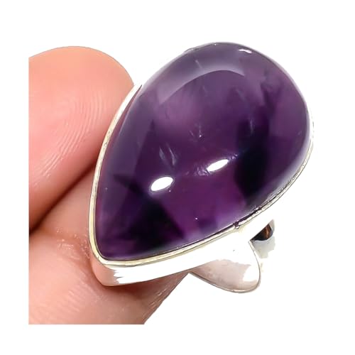 VACHEE Verstellbarer Ring mit violettem brasilianischem Amethyst-Quarz, Größe 7 US, für Mädchen und Frauen, Schmuck aus 925er Sterlingsilber 1539 von VACHEE