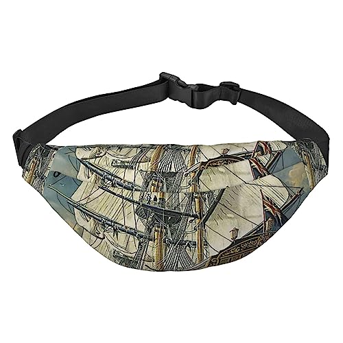 Age of Discovery Gürteltasche mit Schiffsdruck für Männer und Frauen, Crossbody-Hüfttasche, Gürteltasche für Reisen, Schwarz , Einheitsgröße von VACSAX