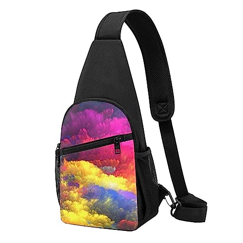 Aquarell Kunst Schöne Tinte Druck Sling Rucksack Unisex Sport Brust Taschen Crossbody Umhängetasche, Schwarz , Einheitsgröße von VACSAX