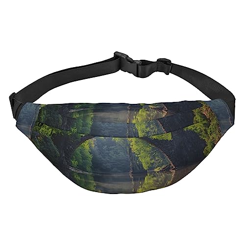 Arch Bridge Print Fanny Pack für Männer Frauen Crossbody Hüfttasche Pack Gürteltasche für Reisen, Schwarz , Einheitsgröße von VACSAX