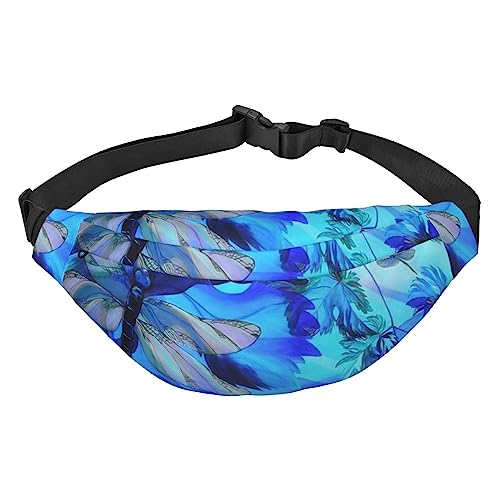 Art Blue Libelle Print Fanny Pack für Männer Frauen Crossbody Hüfttasche Pack Gürteltasche für Reisen, Schwarz , Einheitsgröße von VACSAX