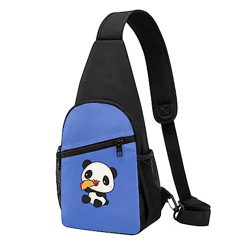 Baby Panda Print Sling Rucksack Unisex Sport Brust Taschen Crossbody Umhängetasche, Schwarz , Einheitsgröße von VACSAX