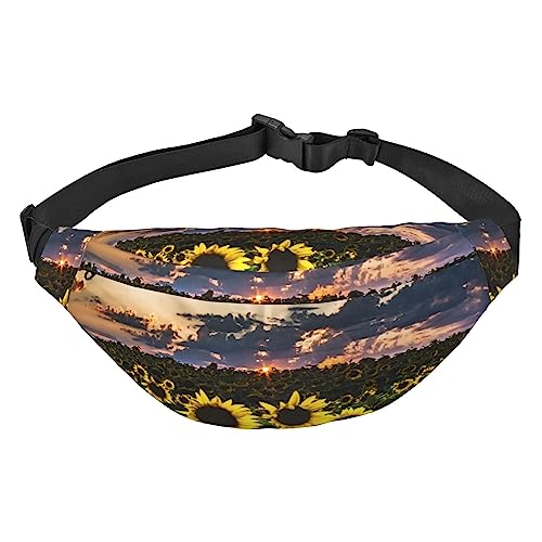 Bauchtasche für Herren Damen Crossbody Hüfttasche Sonnenblume Feld Sonnenuntergang Druck Gürteltasche für Workout Sport Reisen, Schwarz, Einheitsgröße, Schwarz , Einheitsgröße von VACSAX