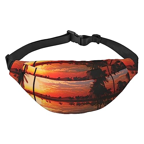 Bauchtasche für Herren Damen Crossbody Hüfttasche Sonnenuntergang HD Druck Gürteltasche für Workout Sport Reisen, Schwarz, Einheitsgröße, Schwarz , Einheitsgröße von VACSAX