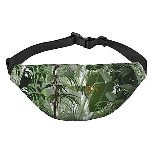 Bauchtasche für Herren Damen Crossbody Hüfttasche Tropischer Regenwald Print Gürteltasche für Workout Sport Reisen, Schwarz, Einheitsgröße, Schwarz , Einheitsgröße von VACSAX