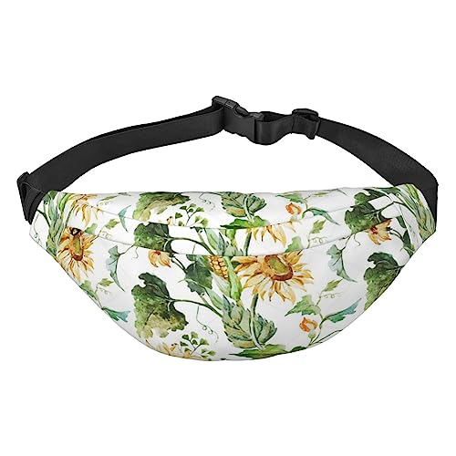 Bauchtasche für Herren und Damen, Crossbody-Hüfttasche, Sonnenblumen- und Mais-Druck, Gürteltasche für Workout, Sport, Reisen, Schwarz, Einheitsgröße, Schwarz , Einheitsgröße von VACSAX