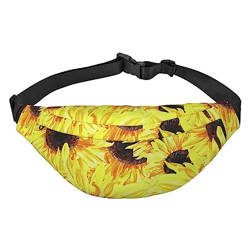 Bauchtasche für Herren und Damen, Umhängetasche, Sonnenblumen, Aquarelldruck, Gürteltasche für Workout, Sport, Reisen, Schwarz, Einheitsgröße, Schwarz , Einheitsgröße von VACSAX