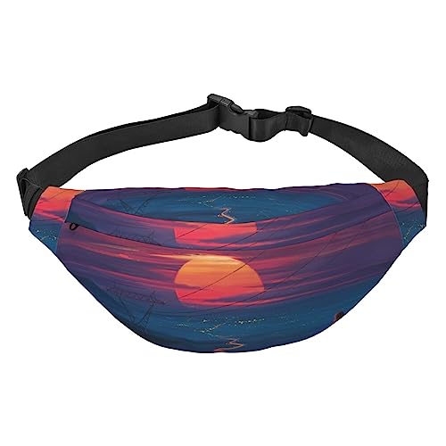 Bauchtasche für Herren und Damen, Umhängetasche, Sonnenuntergang, Kunstdruck, Gürteltasche für Workout, Sport, Reisen, Schwarz, Einheitsgröße, Schwarz , Einheitsgröße von VACSAX