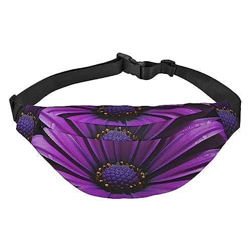 Bauchtasche für Männer Frauen Crossbody Hüfttasche Lila Gänseblümchen Druck Gürteltasche für Workout Sport Reisen, Schwarz, Einheitsgröße, Schwarz , Einheitsgröße von VACSAX