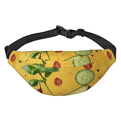 Bauchtasche mit Avocado-Motiv auf orangefarbenem Hintergrund für Männer und Frauen, Crossbody-Hüfttasche, Gürteltasche für Reisen, Schwarz , Einheitsgröße von VACSAX