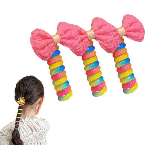 Bunte Telefondraht-Haarbänder für Kinder, Bowknot geflochtene Telefon-Draht-Haarbänder, Pferdes chwanz zöpfe Fixed Haars eil. (3PCS-B) von VACSAX