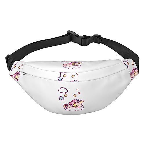 Cloud Unicorn Print Fanny Pack for Men Women Crossbody Waist Bag Pack Belt Bag for Travel, Schwarz , Einheitsgröße von VACSAX