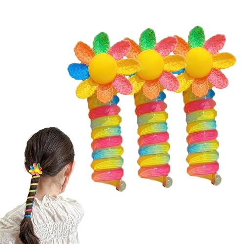 Colorful Telephone Wire Hair Bands for Kids, Bowknot Braided Telephone Wire Hair Bands, Ponytail Braids Fixed Hair Rope. (3PCS-E) von VACSAX