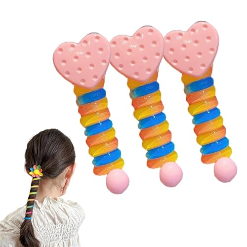 Colorful Telephone Wire Hair Bands for Kids, Bowknot Braided Telephone Wire Hair Bands, Ponytail Braids Fixed Hair Rope. (3PCS-F) von VACSAX