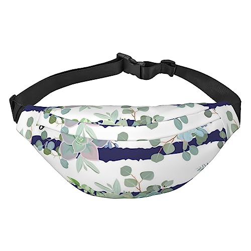 Gestreifte Sukkulenten Print Fanny Pack für Männer Frauen Crossbody Hüfttasche Pack Gürteltasche für Reisen, Schwarz , Einheitsgröße von VACSAX