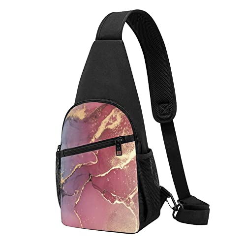 Marmor Textur Print Sling Rucksack Unisex Sport Brust Taschen Crossbody Umhängetasche, Schwarz , Einheitsgröße von VACSAX