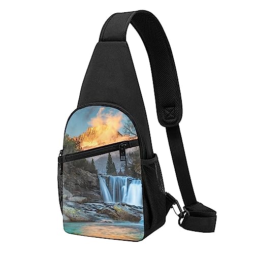 Natur Landschaft Druck Sling Rucksack Unisex Sport Brust Taschen Crossbody Umhängetasche, Schwarz , Einheitsgröße von VACSAX