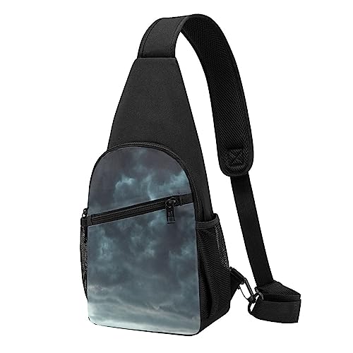 Overcast Print Sling Rucksack Unisex Sport Brust Taschen Crossbody Umhängetasche, Schwarz , Einheitsgröße von VACSAX