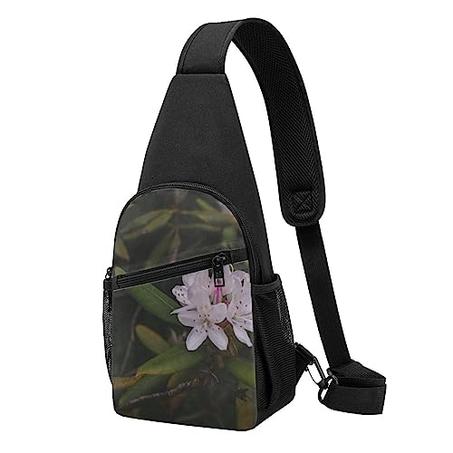 Rosa Blume Druck Sling Rucksack Unisex Sport Brust Taschen Crossbody Umhängetasche, Schwarz , Einheitsgröße von VACSAX