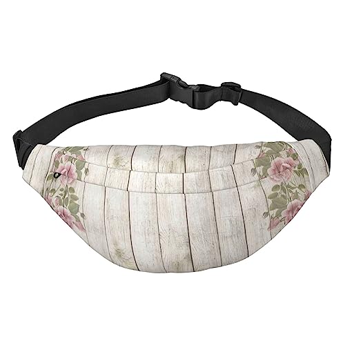 Schöne Blumen Malerei auf Holz Druck Fanny Pack für Männer Frauen Crossbody Hüfttasche Pack Gürteltasche für Reisen, Schwarz , Einheitsgröße von VACSAX