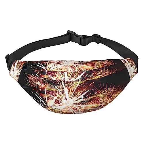 Schöne Feuerwerk-Print Fanny Pack für Männer Frauen Crossbody Hüfttasche Pack Gürteltasche für Reisen, Schwarz , Einheitsgröße von VACSAX