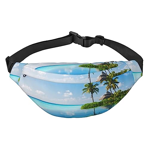 Schöne Insel im Meer Print Fanny Pack für Männer Frauen Crossbody Hüfttasche Pack Gürteltasche für Reisen, Schwarz , Einheitsgröße von VACSAX