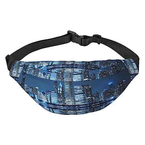 Schöne Stadt bei Nacht Print Fanny Pack für Männer Frauen Crossbody Hüfttasche Pack Gürteltasche für Reisen, Schwarz , Einheitsgröße von VACSAX