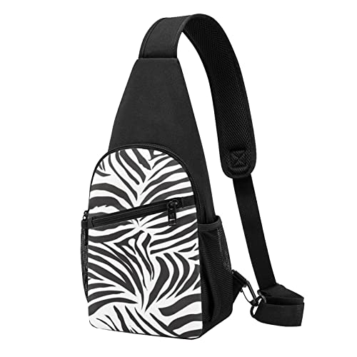 Schulter-Rucksack mit Zebra-Druck, Unisex, Sport, Brusttaschen, Crossbody-Schultertasche, Schwarz , Einheitsgröße von VACSAX