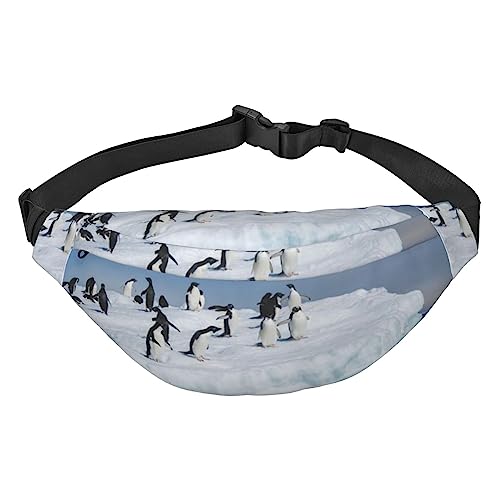 Snow Mountain Bauchtasche mit Pinguin-Druck, für Herren und Damen, Crossbody-Hüfttasche, Gürteltasche für Reisen, Schwarz , Einheitsgröße von VACSAX