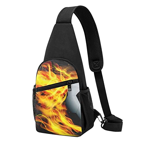 Soccer Flame Print Sling Rucksack Unisex Sport Brust Taschen Crossbody Umhängetasche, Schwarz , Einheitsgröße von VACSAX