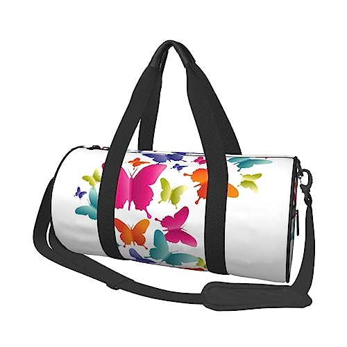 Sport Turnbeutel Reise Duffel Bag Bunte Schmetterling Drucken Übernachtung Tasche, Schwarz , Einheitsgröße, Reisetasche von VACSAX