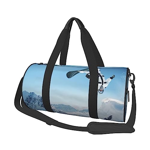 Sport Turnbeutel Reise Duffel Bag Sport Ski Print Overnight Bag, Schwarz , Einheitsgröße, Reisetasche von VACSAX