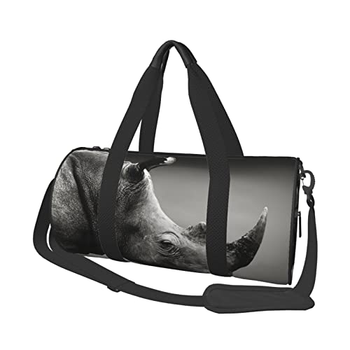 Sport Turnbeutel Reise Duffel Bag Südafrika Nashorn Print Overnight Bag, Schwarz , Einheitsgröße, Reisetasche von VACSAX