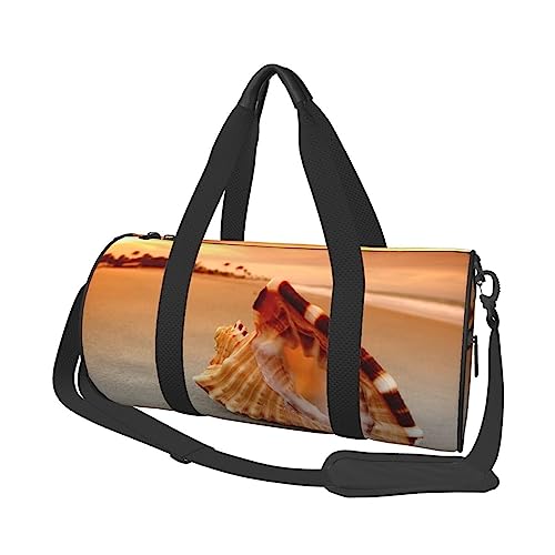 Sport Turnbeutel Reise Duffel Bag The Sea mit der Muschel Conch Print Overnight Bag, Schwarz , Einheitsgröße, Reisetasche von VACSAX