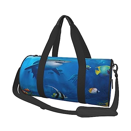 Sport Turnbeutel Reise Duffel Bag Underwater World Print Overnight Bag, Schwarz , Einheitsgröße, Reisetasche von VACSAX