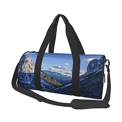 Sport Turnbeutel Reise Duffel Bag Winter Landschaft Berge Print Overnight Bag, Schwarz , Einheitsgröße, Reisetasche von VACSAX