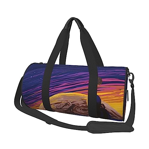 Sport Turnbeutel Reise Seesack Astronaut Männer Print Overnight Bag, Schwarz , Einheitsgröße, Reisetasche von VACSAX