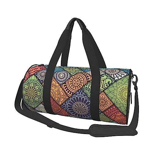 Sport Turnbeutel Reise Seesack Hintergrund hd Mandala Print Overnight Bag, Schwarz , Einheitsgröße, Reisetasche von VACSAX