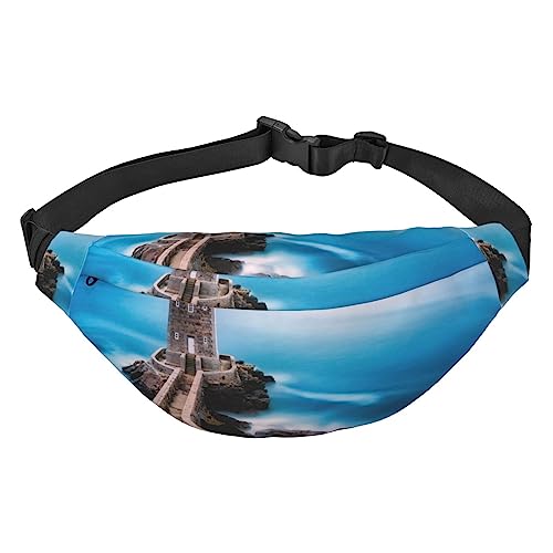 Strand-Lighthouse Print Fanny Pack für Männer Frauen Crossbody Hüfttasche Pack Gürteltasche für Reisen, Schwarz , Einheitsgröße von VACSAX