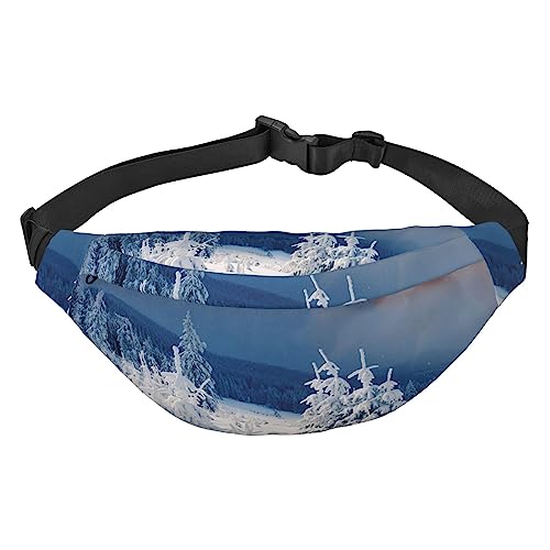 Sunset Winter Mountains Print Fanny Pack for Men Women Crossbody Waist Bag Pack Belt Bag for Travel, Schwarz , Einheitsgröße von VACSAX