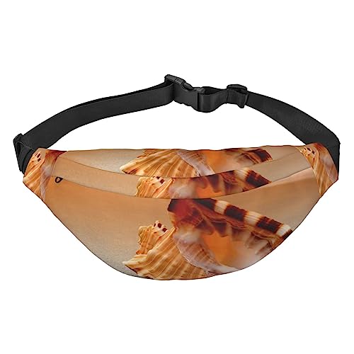 The Sea with The Shell Conch Print Fanny Pack for Men Women Crossbody Waist Bag Pack Belt Bag for Travel, Schwarz , Einheitsgröße von VACSAX