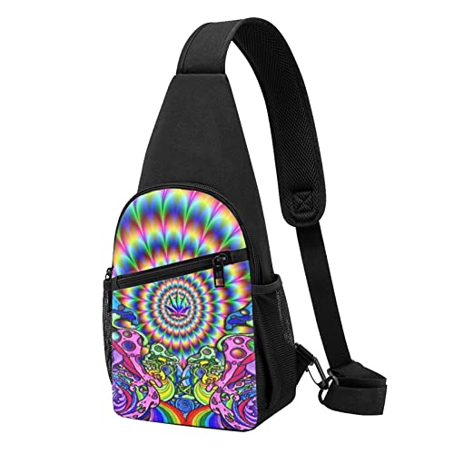 Tie Dye Marihuana Print Sling Rucksack Unisex Sport Brust Taschen Crossbody Umhängetasche, Schwarz , Einheitsgröße von VACSAX