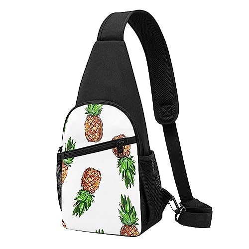 Unisex Sport-Brusttaschen Umhängetasche mit Ananas-Print, Schwarz , Einheitsgröße von VACSAX