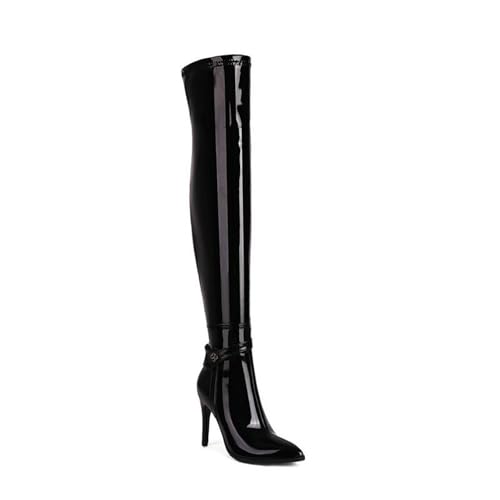 VACSAX Damen Spitzschuh Overknee Stiefel Stöckel Absatz Lange Schlauchstiefel Reitstiefel Mit Reißverschluss,Black 2,41 EU von VACSAX