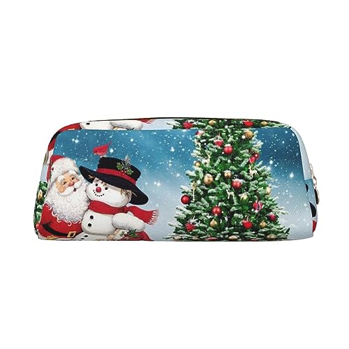 VACSAX Federmäppchen aus Leder, Motiv: Weihnachtsmann, Schneemann, Federmäppchen, Federmäppchen, Schreibwaren-Tasche, Organizer, gold, Einheitsgröße, W3e87ft3g8f von VACSAX