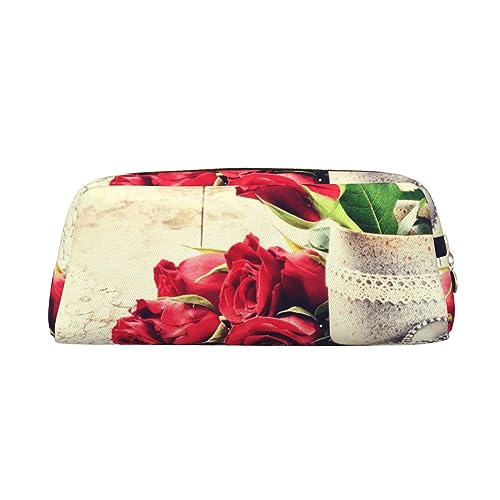 VACSAX Federmäppchen aus Leder, romantisches Blumenmuster, Federmäppchen, Federmäppchen, Schreibwaren-Tasche, Organizer, gold, Einheitsgröße, W3e87ft3g8f von VACSAX