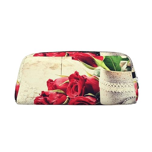 VACSAX Federmäppchen aus Leder, romantisches Blumenmuster, Federmäppchen, Federmäppchen, Schreibwaren-Tasche, Organizer, silber, Einheitsgröße, W3e87ft3g8f von VACSAX