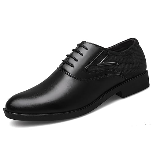 VACSAX Herren Anzugschuhe Klassischer Business Derby Oxford Hochzeit Schuhe Lederschuhe Schnürschuh,Schwarz,46 EU von VACSAX